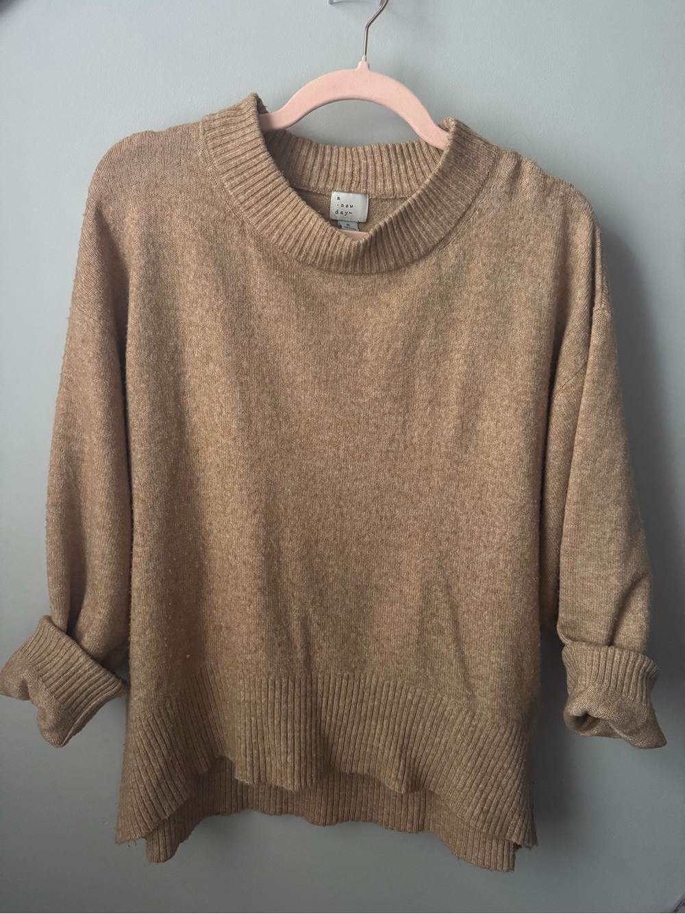 a new day Camel Mock Neck Sweater